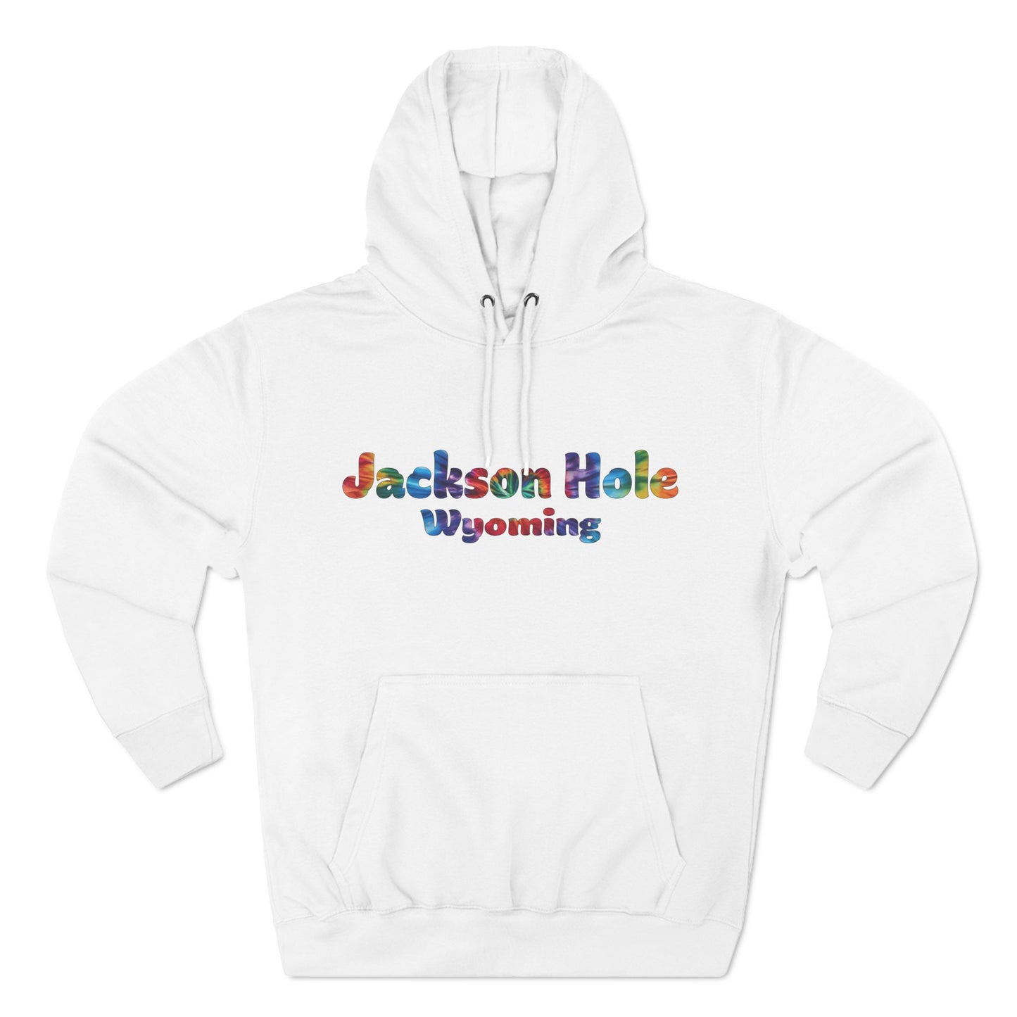 Jackson Hole Wyoming Tye Dye Font Fleece Hoodie