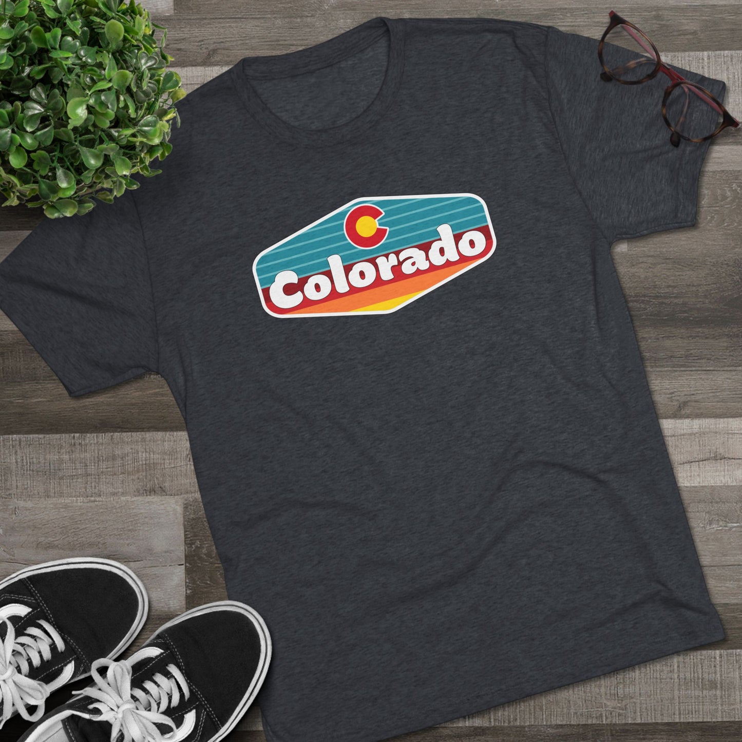 Colorado Flag Sunset Patch Unisex Tri-Blend Crew Tee