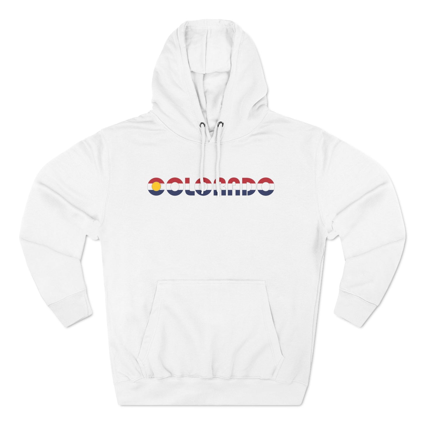 Colorado Ombre Red White and Blue Three-Panel Fleece Hoodie