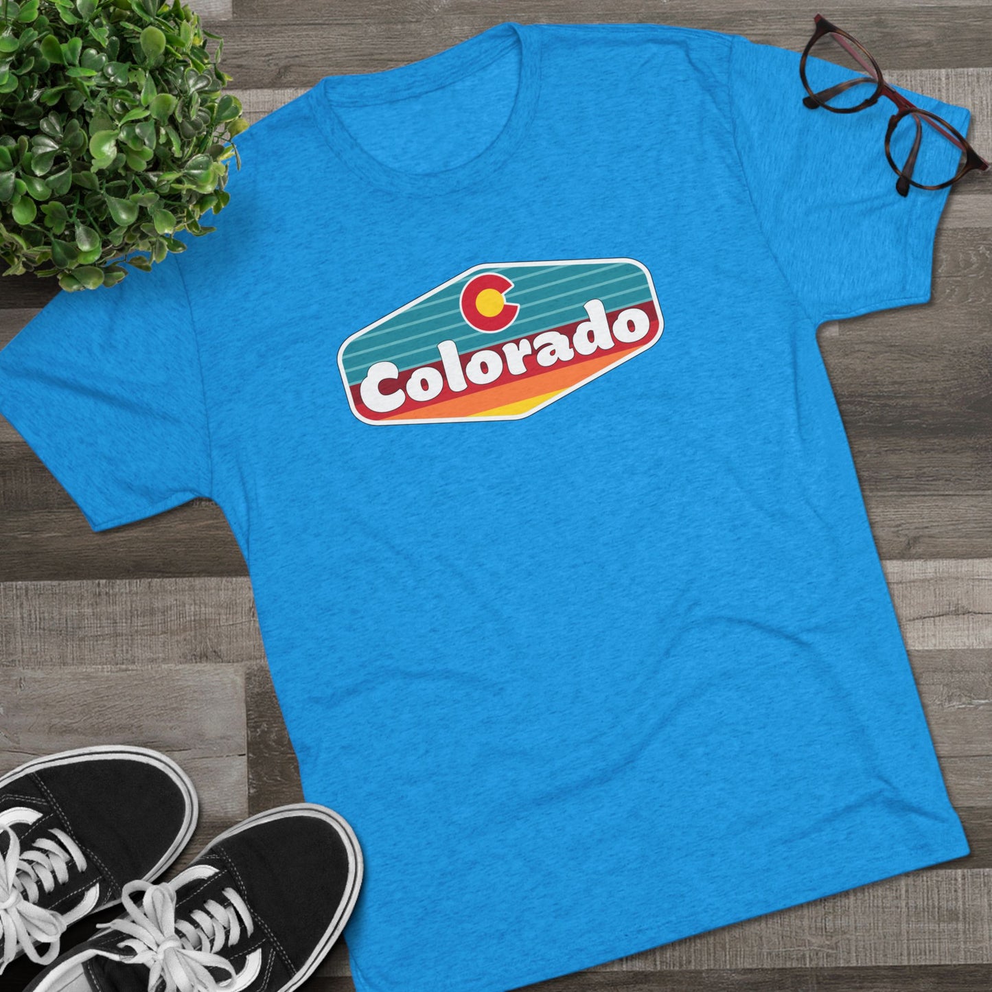 Colorado Flag Sunset Patch Unisex Tri-Blend Crew Tee