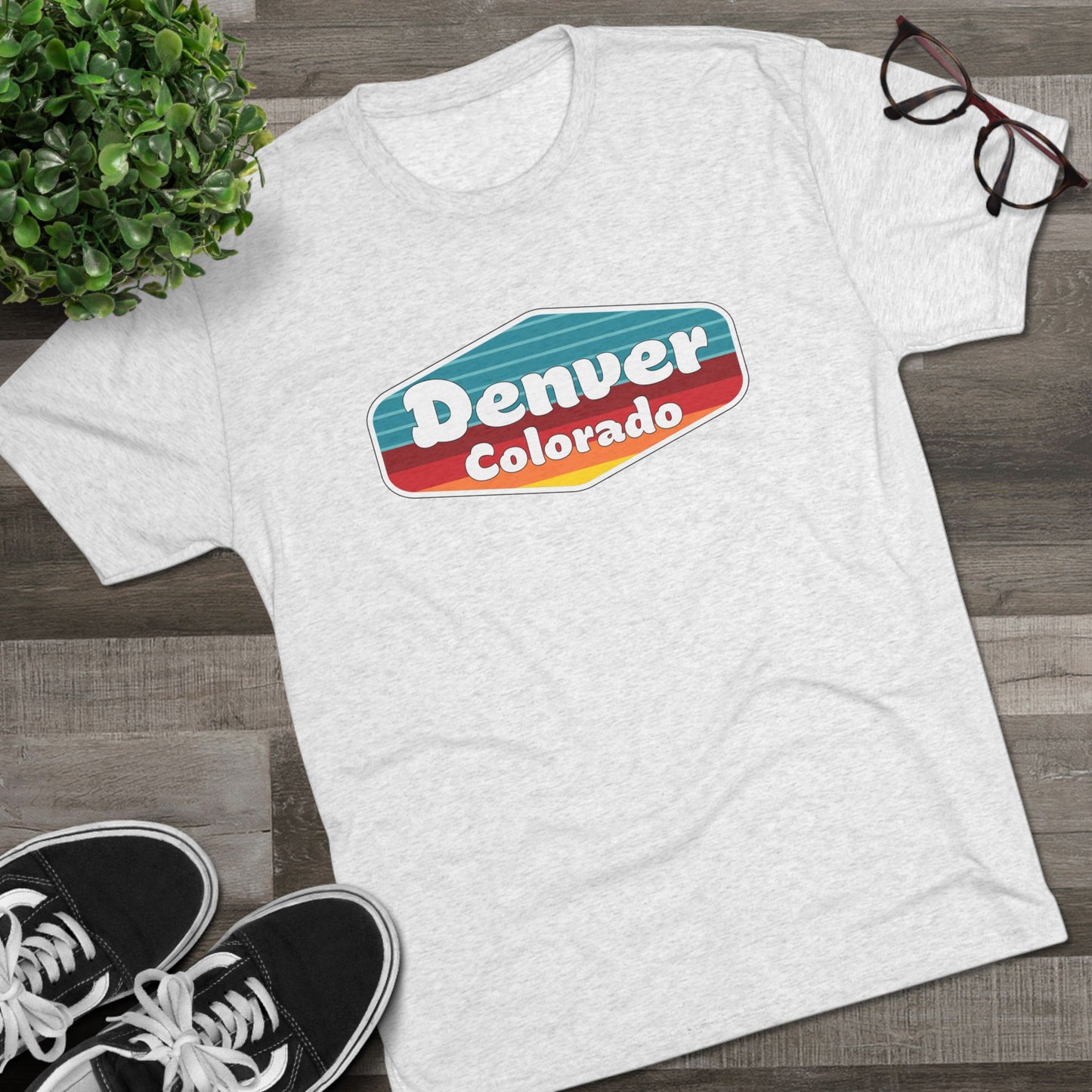 Denver Sunset Patch Unisex Tri-Blend Crew Tee