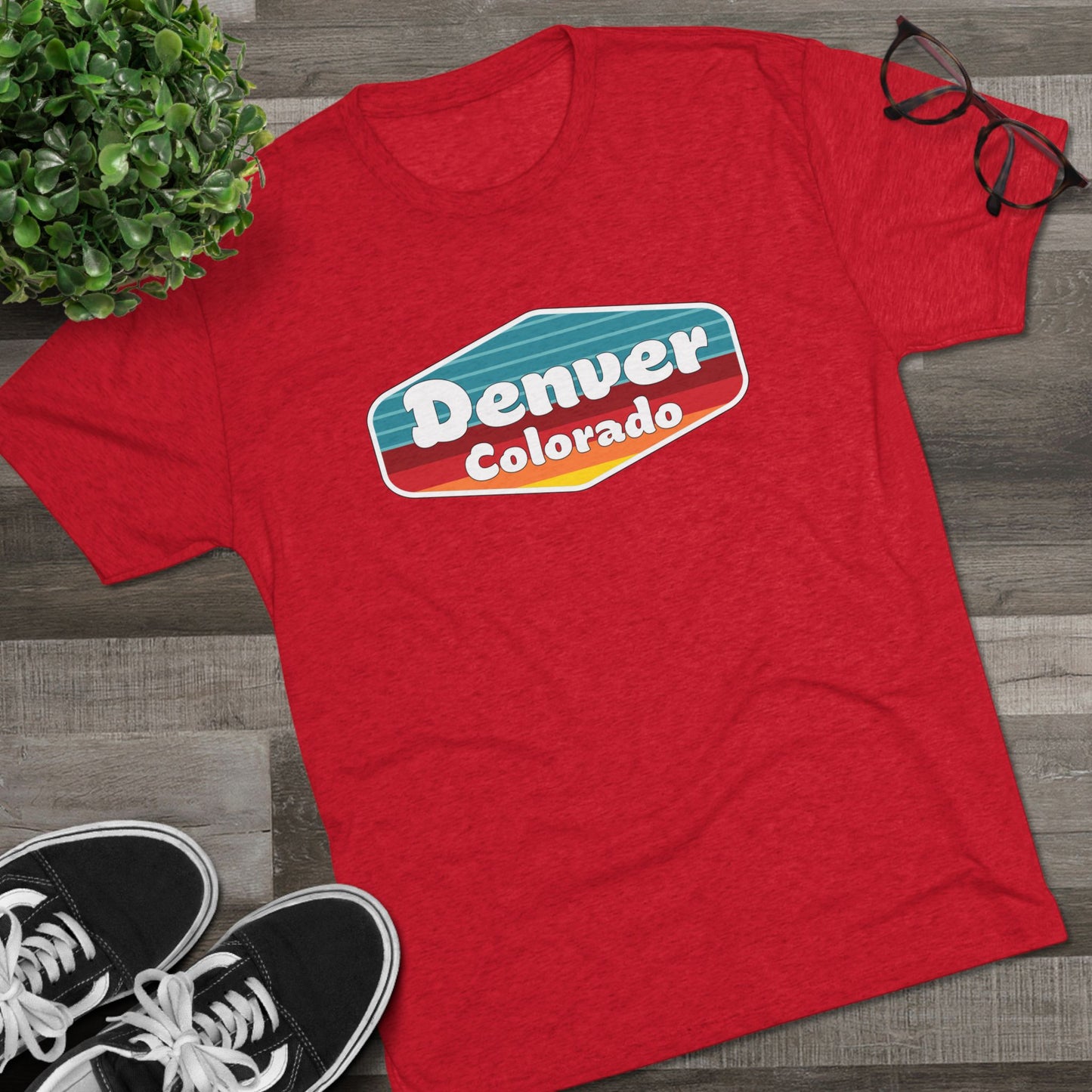 Denver Sunset Patch Unisex Tri-Blend Crew Tee