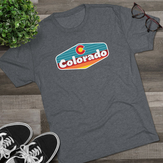 Colorado Flag Sunset Patch Unisex Tri-Blend Crew Tee