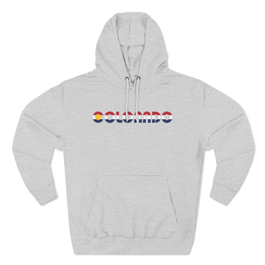 Colorado Ombre Red White and Blue Three-Panel Fleece Hoodie