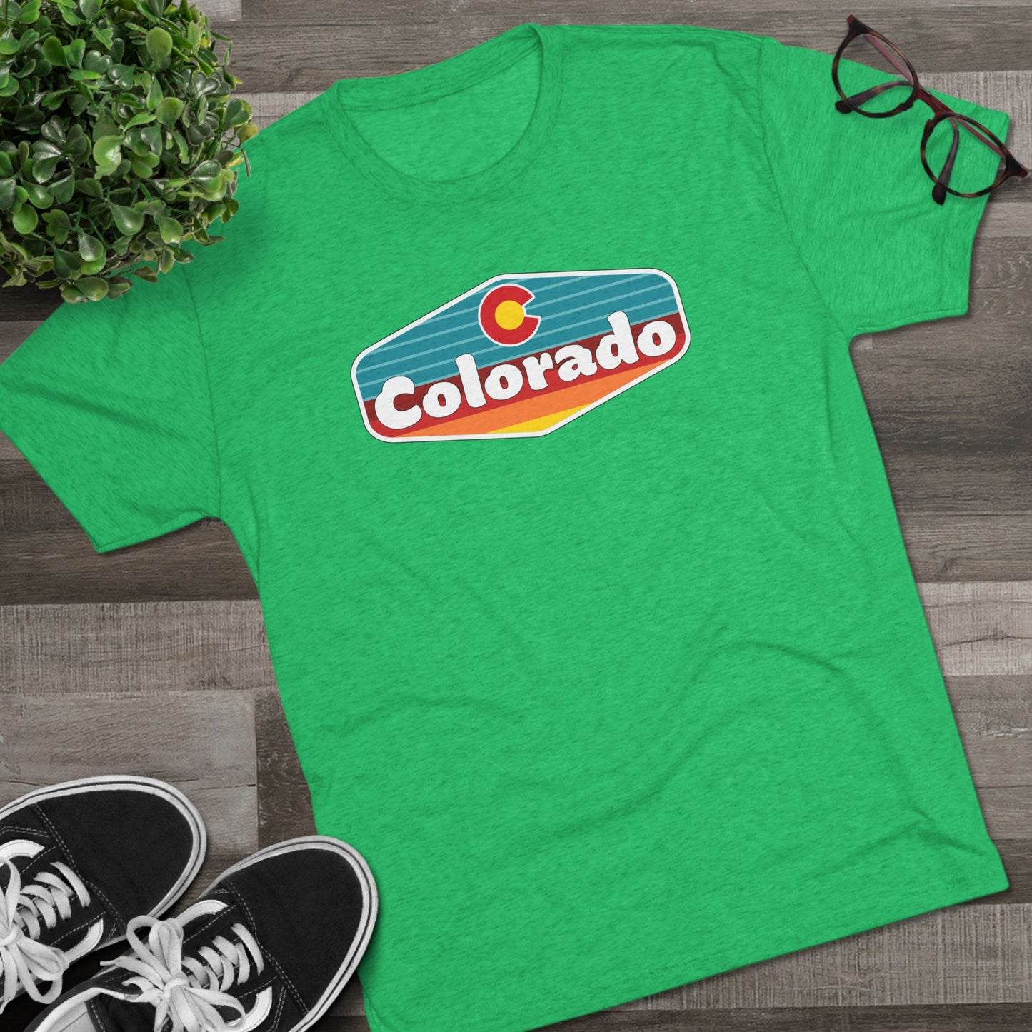 Colorado Flag Sunset Patch Unisex Tri-Blend Crew Tee