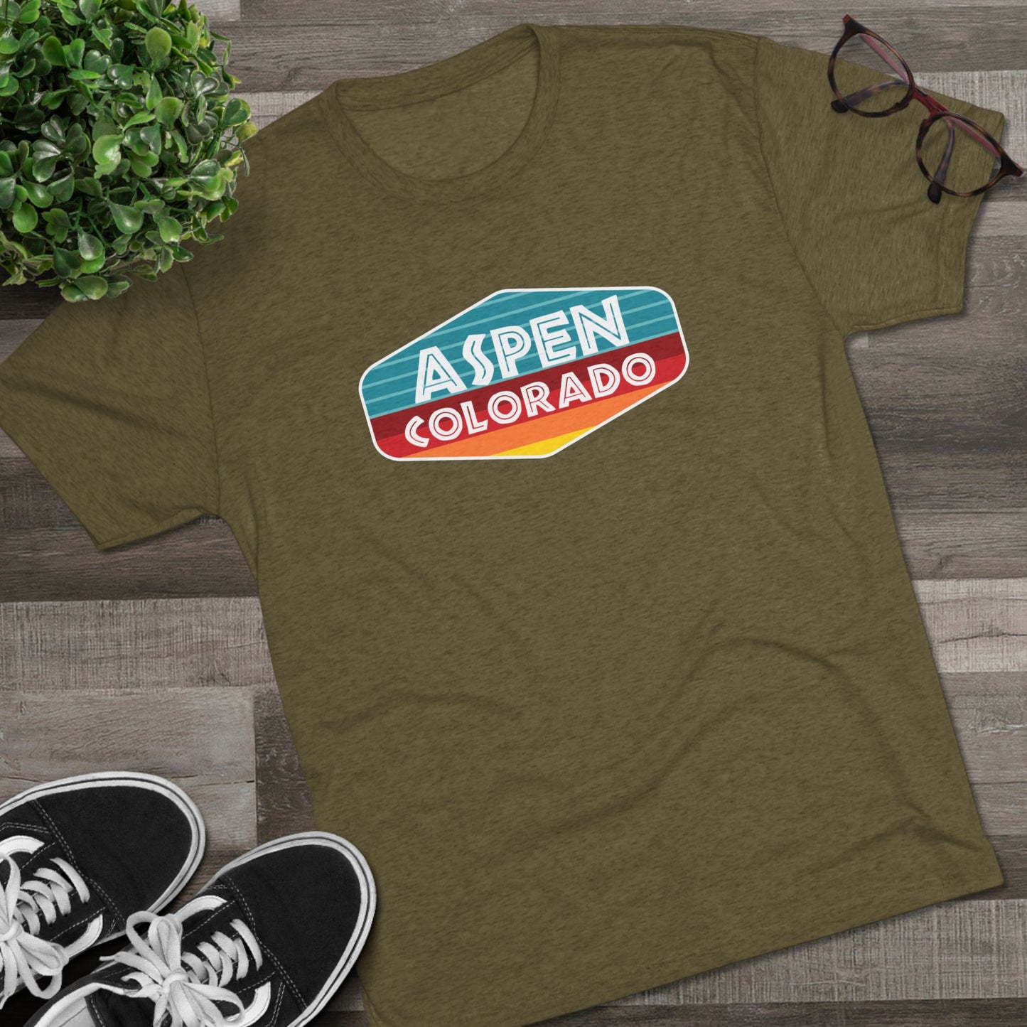 Aspen Sunset Patch Unisex Tri-Blend Crew Tee