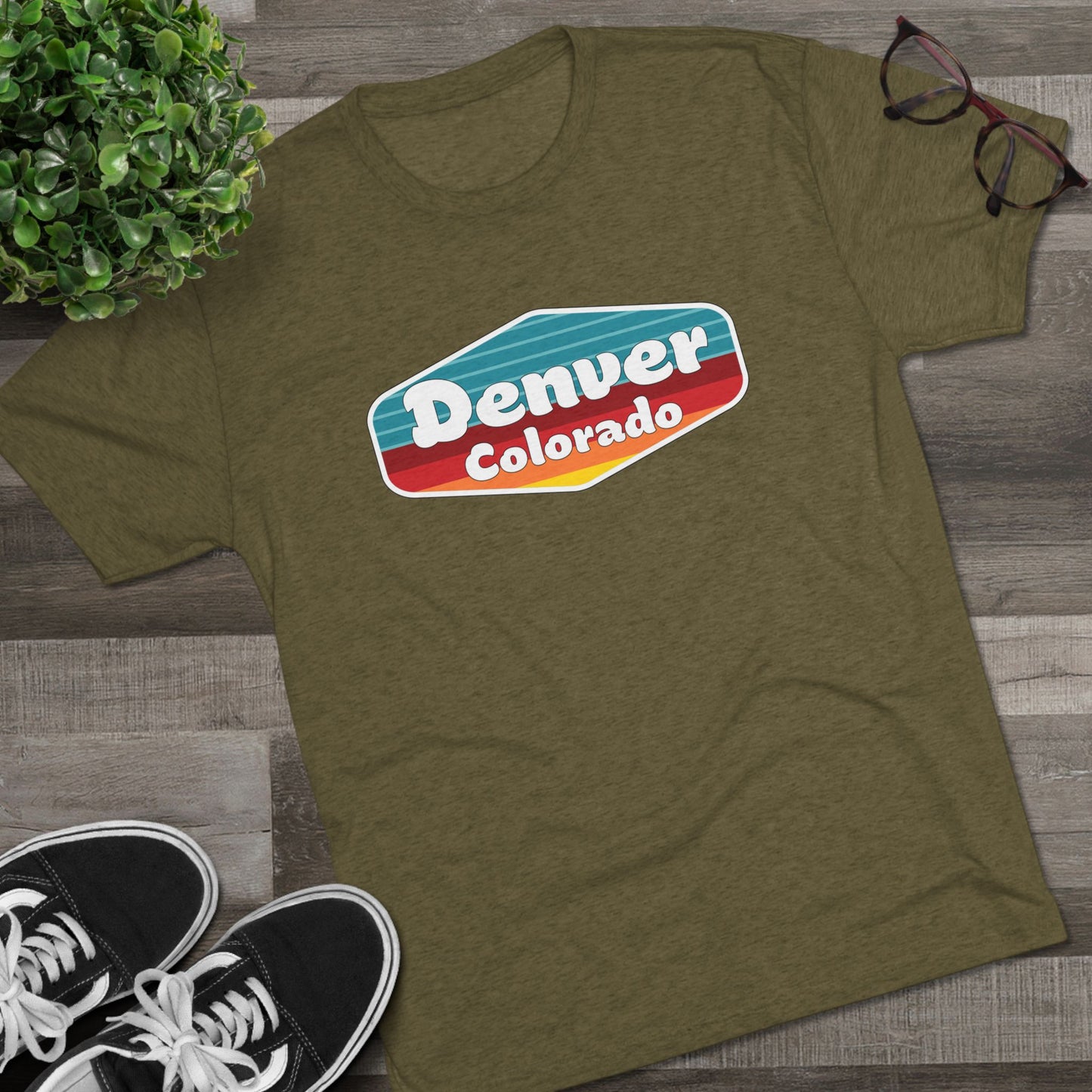 Denver Sunset Patch Unisex Tri-Blend Crew Tee