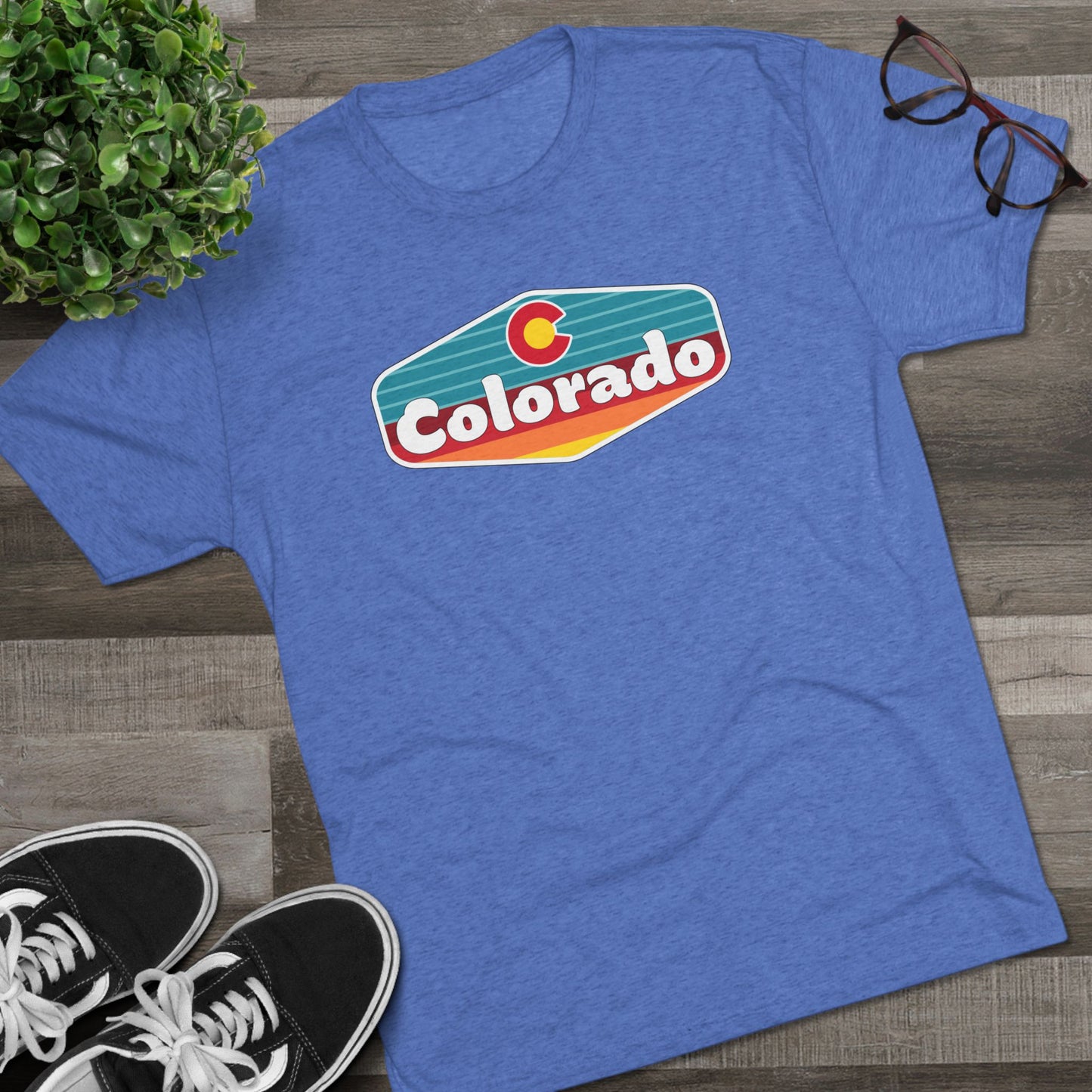 Colorado Flag Sunset Patch Unisex Tri-Blend Crew Tee