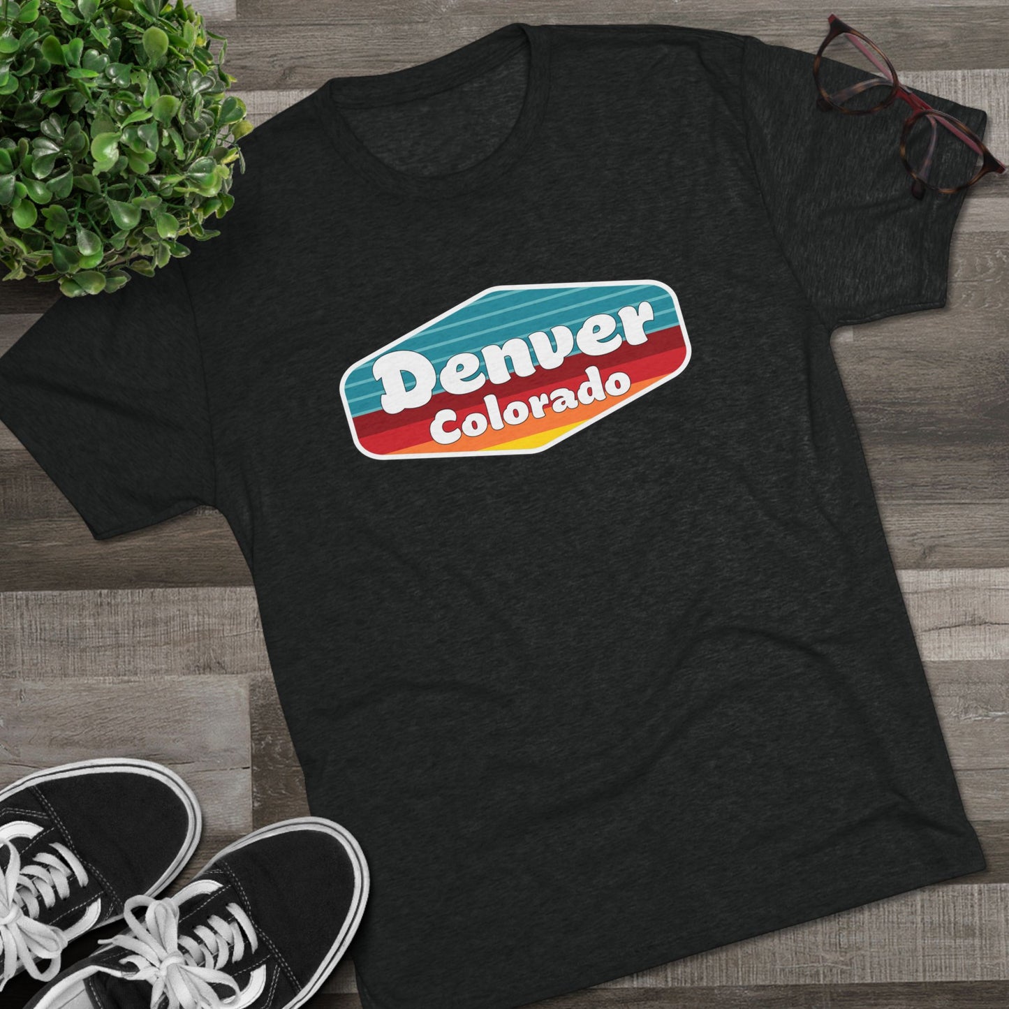 Denver Sunset Patch Unisex Tri-Blend Crew Tee