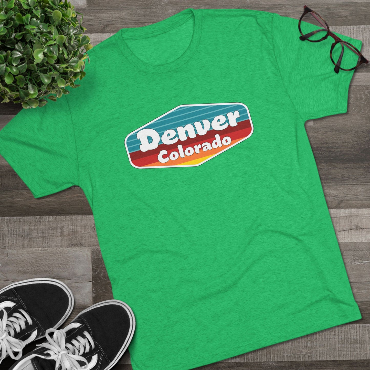 Denver Sunset Patch Unisex Tri-Blend Crew Tee