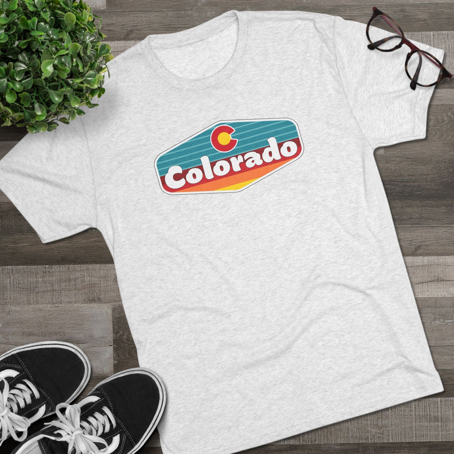 Colorado Flag Sunset Patch Unisex Tri-Blend Crew Tee