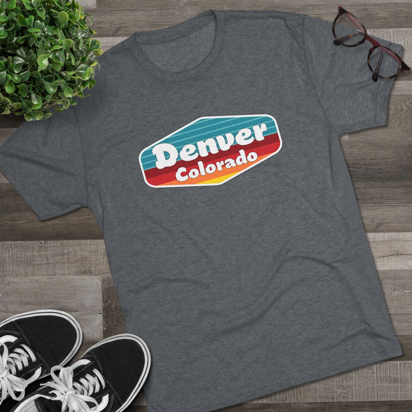 Denver Sunset Patch Unisex Tri-Blend Crew Tee