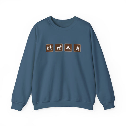 Camp Signs Crewneck Hiking Sweatshirt