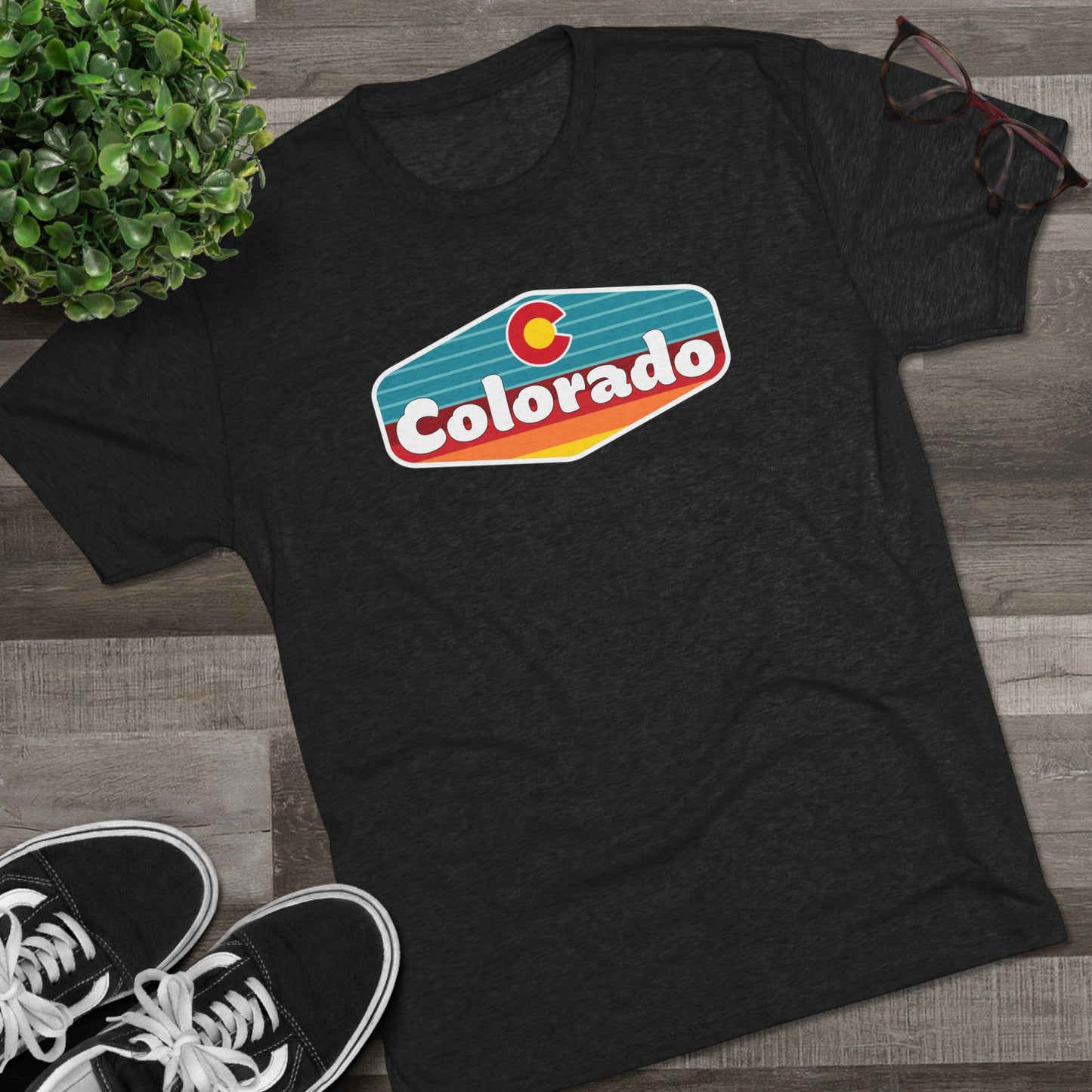 Colorado Flag Sunset Patch Unisex Tri-Blend Crew Tee