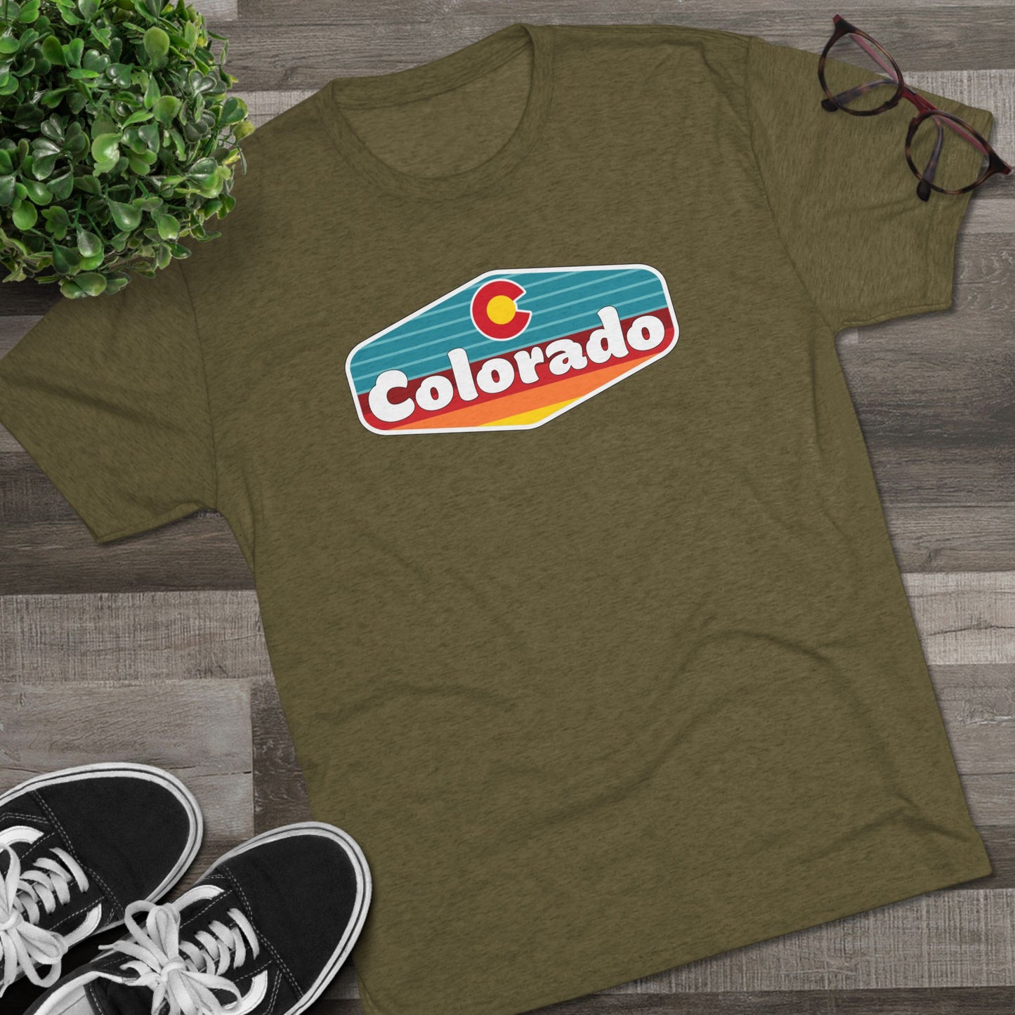 Colorado Flag Sunset Patch Unisex Tri-Blend Crew Tee