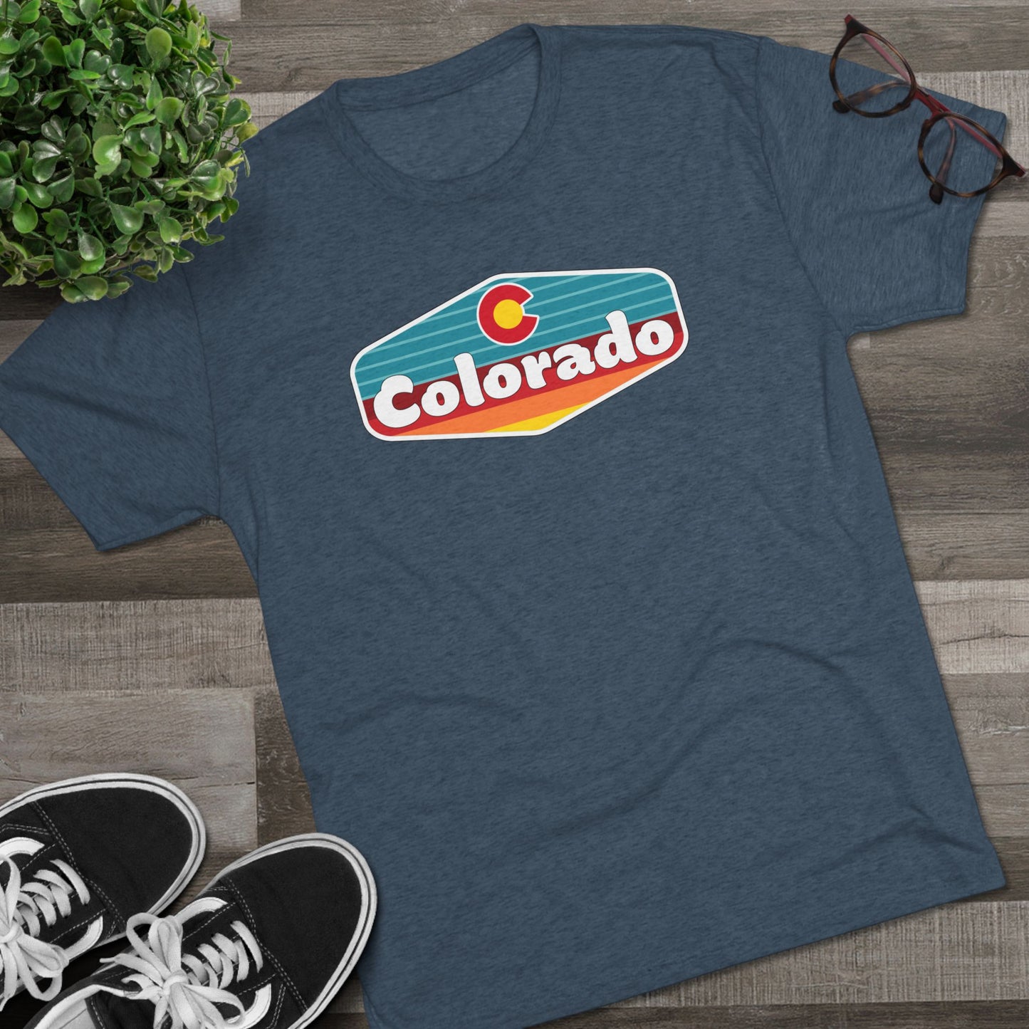 Colorado Flag Sunset Patch Unisex Tri-Blend Crew Tee