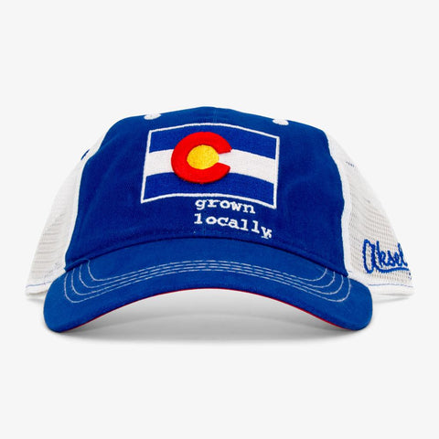 Colorado Hat Grown Locally design Navy with Colorado Flag