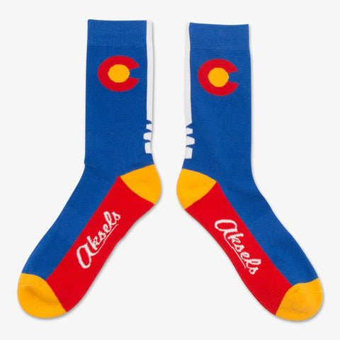 Colorado Flag Socks Red and Royal