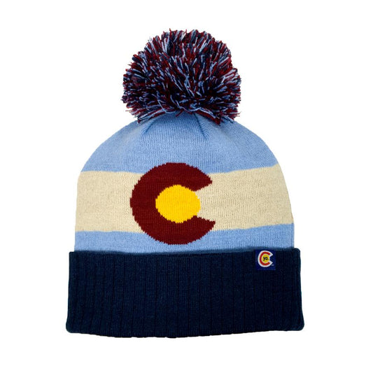 Colorado Beanie Hat Light Blue and Navy from Yo Colorado