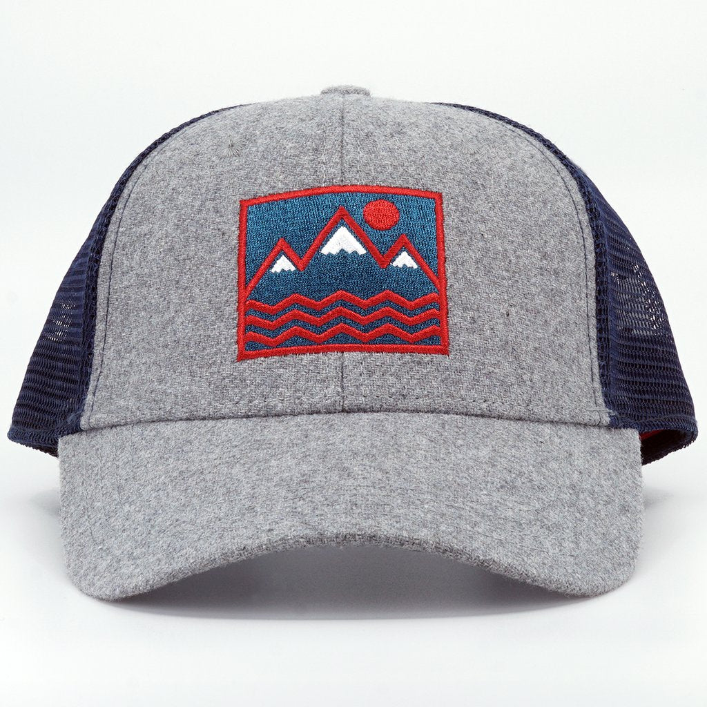 Square Vibes Trucker Hat (Wool and Navy)