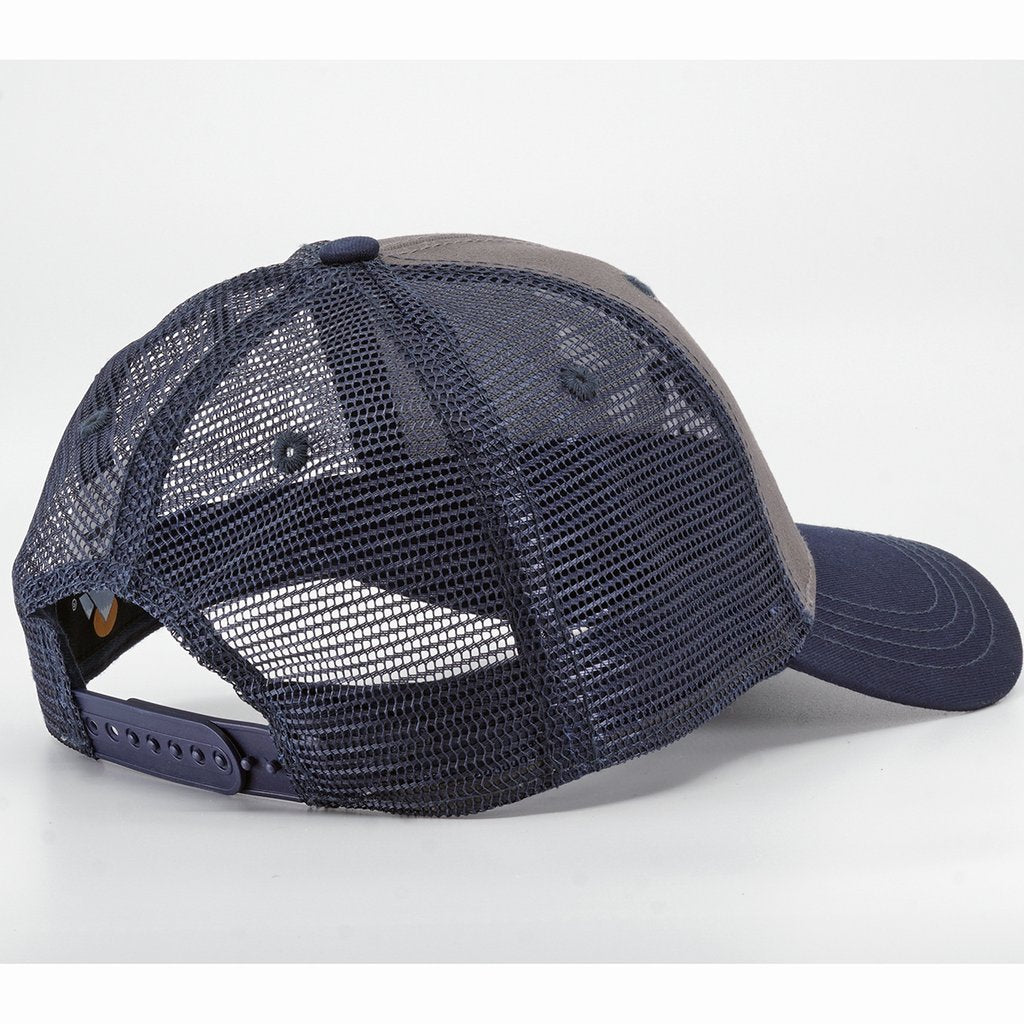 X-Arrows Curved Trucker Hat (Navy and Grey)